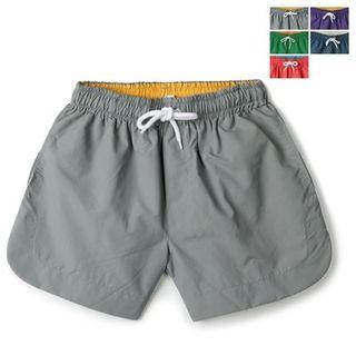 Drawstring-waist Colored Swim Shorts