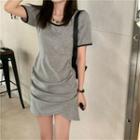 Short-sleeve T-shirt Dress Gray - One Size