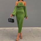 Set: Strappy Midi Sheath Dress + Arm Sleeves
