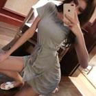 Crew-neck Short-sleeve Bodycon Dress