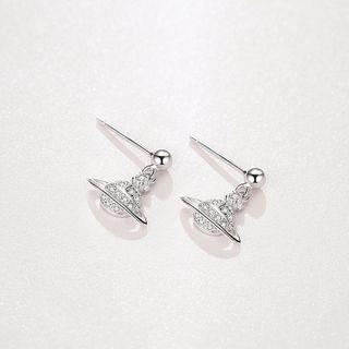Rhinestone Planet Drop Earring Planet - One Size