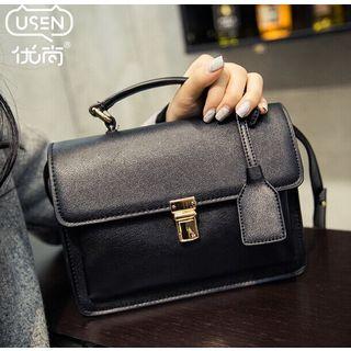 Faux Leather Flap Handbag