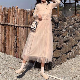 Mesh High-waist Loose-fit Midi Dress