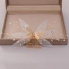 Rhinestone Butterfly Hair Comb Gold - One Size