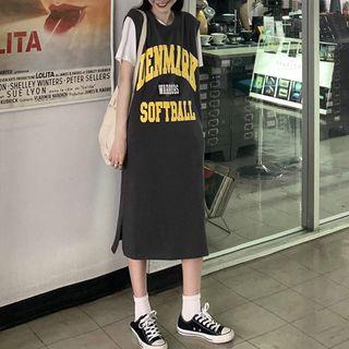 Short-sleeve T-shirt / Lettering Midi Tank Dress