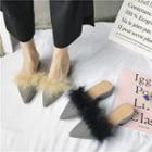 Faux-fur Pointy Slippers