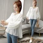 Puff Sleeve Blouse White - One Size