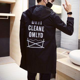 Printed Back Hooded Long Coat