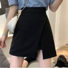 High Waist Slit A-line Mini Skirt