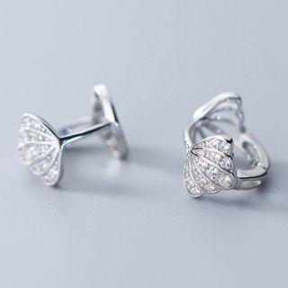 925 Sterling Silver Rhinestone Scallop Earring