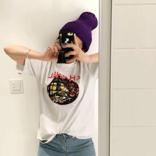Printed-front Distressed T-shirt