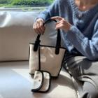 Contrast Trim Tote Bag White - One Size