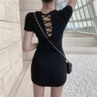 Short-sleeve Lace-up Mini T-shirt Dress