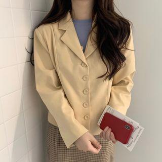 Single-breasted V-neck Blazer Light Yellow - One Size