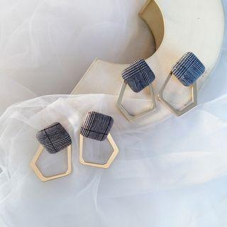 Geometric Plaid Drop Earring / Clip-on Earring