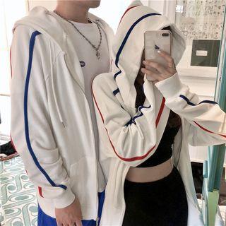 Couple Matching Hooded Zip Jacket As Shown In Figure - One Size