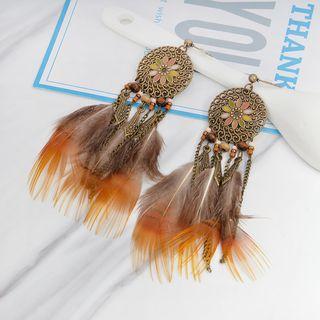 Dream Catcher Earring Eh383 - Brown - One Size