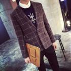 Notched-lapel Single-button Check Blazer