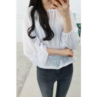 Petite Size Off-shoulder Balloon-sleeve Peplum Top