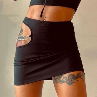 High-waist Chain Detail Mini Skirt