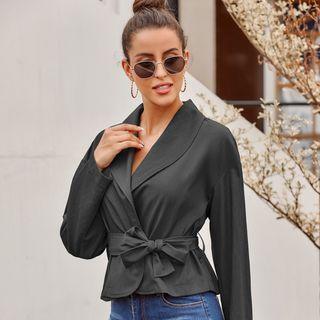 Tie-waist Open-front Blazer