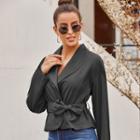 Tie-waist Open-front Blazer