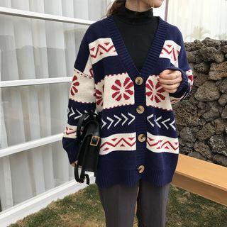 Patterned Striped Cardigan