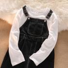 Long-sleeve Plain T-shirt / Denim Jumper Pants