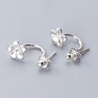 925 Sterling Silver Flower Swing Earring S925 Silver Stud - 1 Pair - Silver - One Size