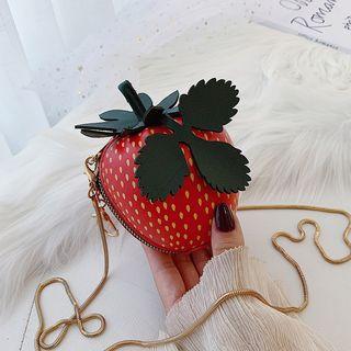 Faux Leather Strawberry Crossbody Bag Red - One Size