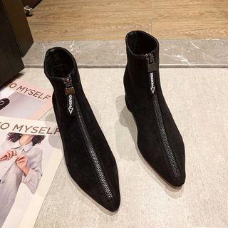 Front Zip Pointed Short Boots