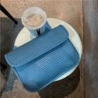 Faux Leather Shoulder Bag Blue - One Size