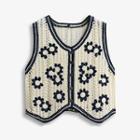 Flower Single-breasted Crochet Vest
