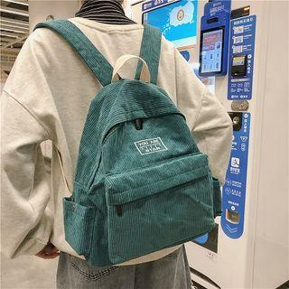 Corduroy Letter Embroidered Backpack