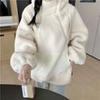 Faux Shearling Zip Detail Hoodie