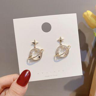 Rhinestone Planet Drop Earring 1 Pair - E1588 - Gold - One Size