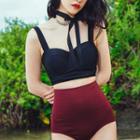 Wide Strap Two-tone Bikini