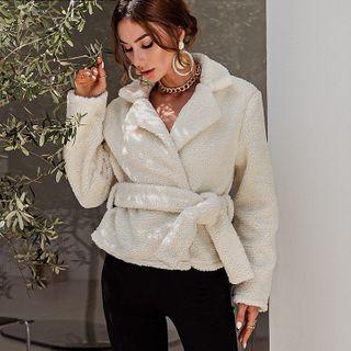 Furry Tie-waist Cropped Coat