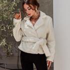 Furry Tie-waist Cropped Coat