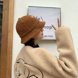 Applique Fleece Chenille Bucket Hat