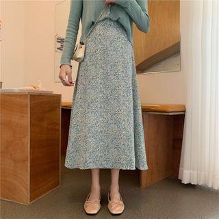 Floral Print A-line Skirt Floral - Blue - One Size