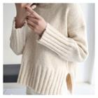 Mock-neck Melange Sweater Beige - One Size