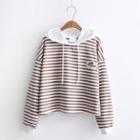 Applique Striped Cropped Hoodie