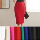 Slit-back Colored Midi Skirt