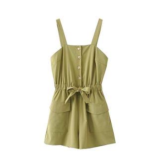 Sleeveless Ribbon Waist Playsuit