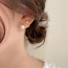 Faux Pearl Earring 1 Pair - S925 Silver Needle - Gold Plating - White Faux Pearl - Gold - One Size