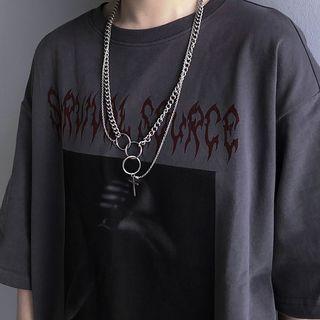 Cross Layered Chain Necklace As Shown In Figure - One Size