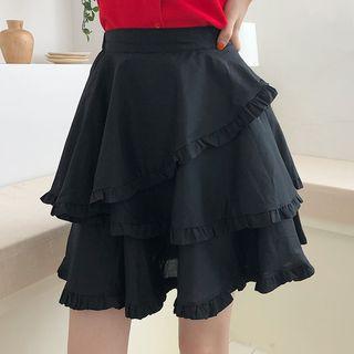 Frill-trim Layered Mini A-line Skirt