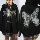 Butterfly Graphic Zip-up Hoodie