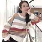 Striped Sweater Stripe - Khaki & Gray & White - One Size